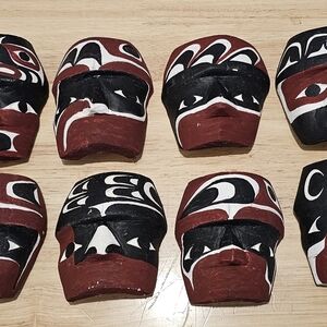 Set of 8 Carved Masks - First Nations - Pacific West Coast Art